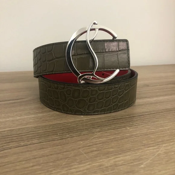 Christian Louboutin CL Croc-Embossed Leather Belt Christian Louboutin CL Logo Crocodile-Embossed Leather Belt  main image 3